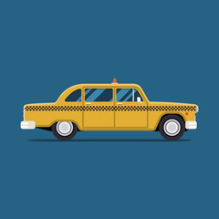 vector modern flat design. Yellow Taxi car New York. City service transport icon