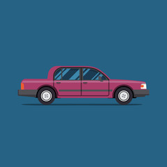 Plakat Purple car. Vector illustration. luxury sedan. sied view. Isolate flat