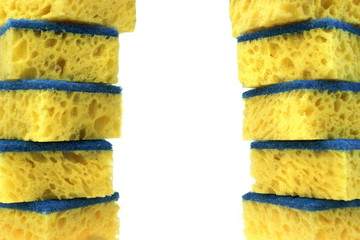 New Absorbent Sponge In Stack Isolated On White
