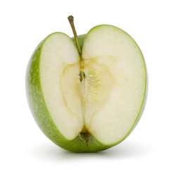 Green sliced apple isolated on white background cutout