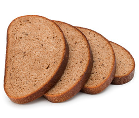 Fresh sliced rye bread loaf isolated on white background cutout