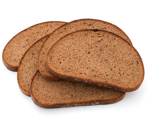 Fresh sliced rye bread loaf isolated on white background cutout