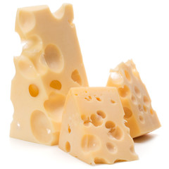 Cheese block isolated on white background cutout