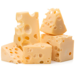 Cheese block isolated on white background cutout