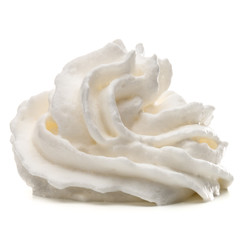 Whipped cream swirl  isolated on white background cutout