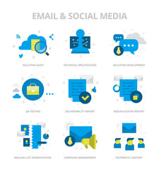 Email & Social Media Flat Icons