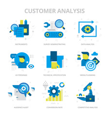Obraz na płótnie Canvas Customer Analysis Flat Icons