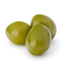 Green olives fruits isolated on white background cutout