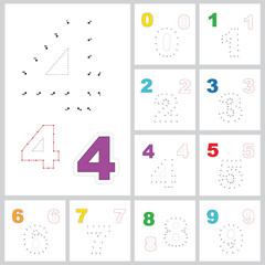 Vector numbers game. Dot to dot. Set of figures.