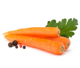 Sweet raw carrot tuber isolated on white background cutout