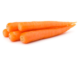 Sweet raw carrot tuber isolated on white background cutout