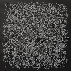 Cartoon hand-drawn doodles hippie illustration