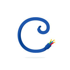 C letter logo formed by electric cable.