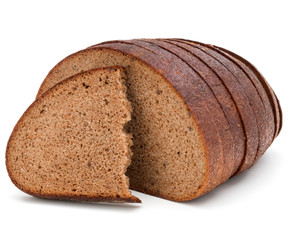 Fresh sliced rye bread loaf isolated on white background cutout