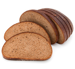 Fresh sliced rye bread loaf isolated on white background cutout