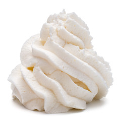 Whipped cream swirl  isolated on white background cutout