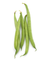 Green beans handful isolated on white background cutout