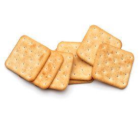 Dry cracker cookies isolated on white background cutout