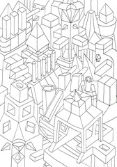 drawing of geometric forms on a paper