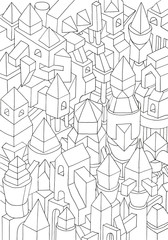 drawing of geometric forms on a paper, illustration