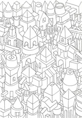 drawing of geometric forms on a paper