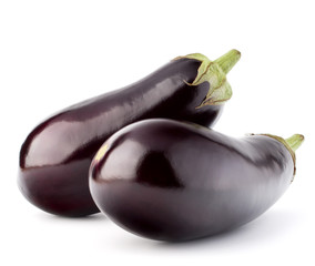 Eggplant or aubergine vegetable isolated on white background cut