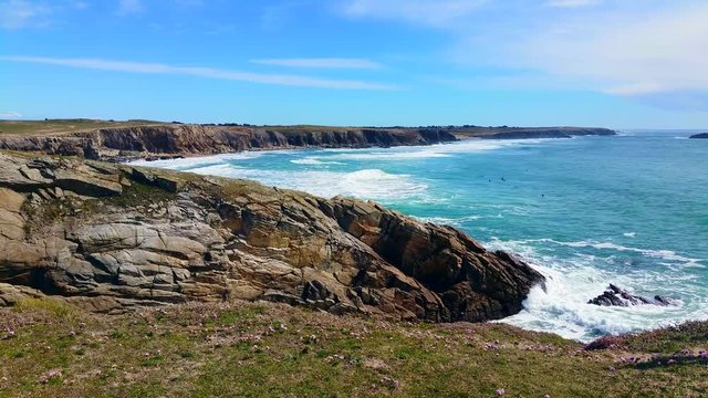 View of the cliff of Cote sauvage Bretagne France