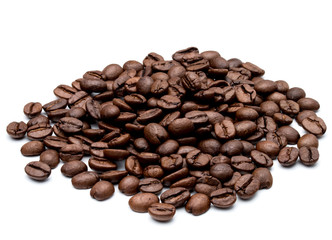 roasted coffee beans isolated in white background cutout