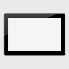 Black tablet computer on white background