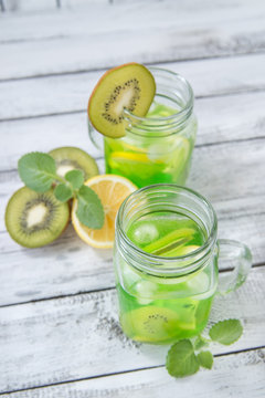 homemade lemonade with  kiwi