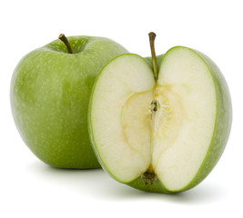Green sliced apple isolated on white background cutout