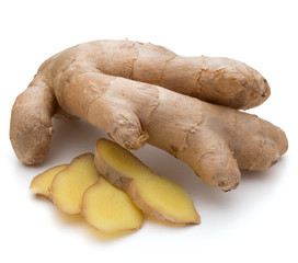 Fototapeta premium Fresh ginger root or rhizome isolated on white background cutout