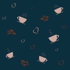 Seamless Pattern with cup of coffee. Coffee Time. The Pattern for packing of gifts, tiles fabrics backgrounds. Sample for the websites. Vector illustration.