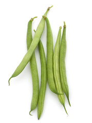 Green beans handful isolated on white background cutout