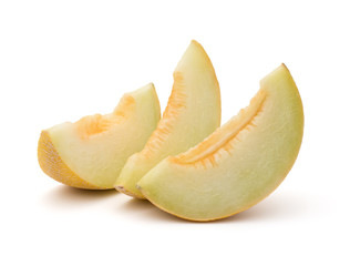 melon slices isolated on white background cutout