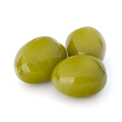 Green olives fruits isolated on white background cutout