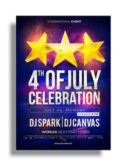 Music Party Flyer, Dance Party Banner for 4th of July celebration.