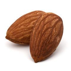 shelled almond nut isolated on white background close up