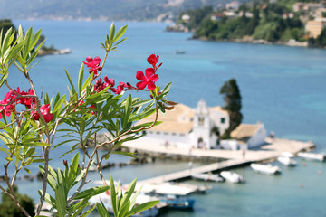 Fototapeta na wymiar Vlacherna monastery Corfu island Greece summer season