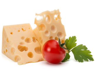 Cheese block isolated on white background cutout