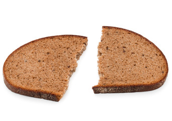 Fresh sliced rye bread loaf isolated on white background cutout