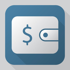 Purse icon. Modern flat vector icon with long shadow effect