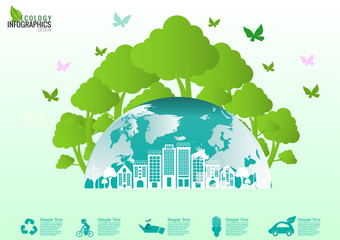 Ecology connection  concept background . Vector infographic