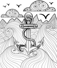 Vector zentangle print for adult coloring page. Hand drawn artis