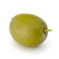 Green olive fruit isolated on white background cutout