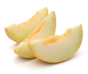 melon slices isolated on white background cutout
