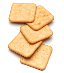 Dry cracker cookies isolated on white background cutout