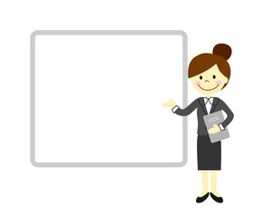 スーツ姿の女性　モニター