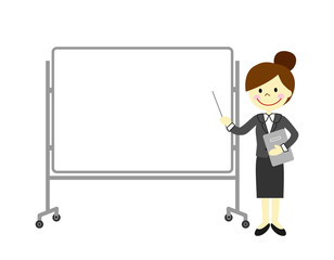 スーツ姿の女性　ホワイトボード