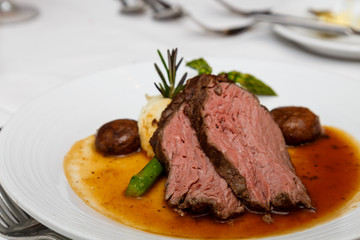 Rare Beef with Mushroom caps
